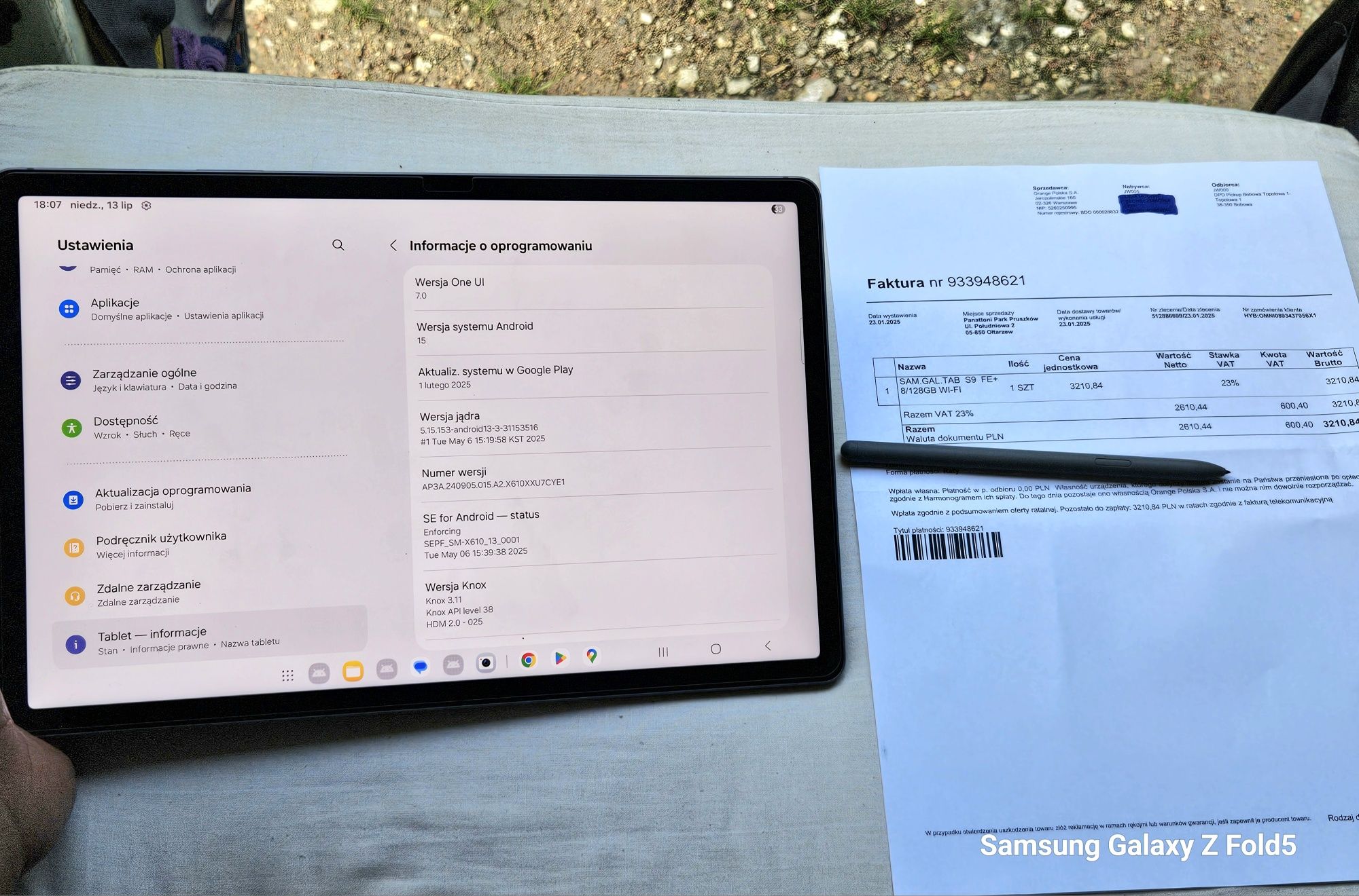 Samsung Galaxy Tab S9 FE+, 12,4'', jak nowe, 1,5 lat gwarancji, S Pen