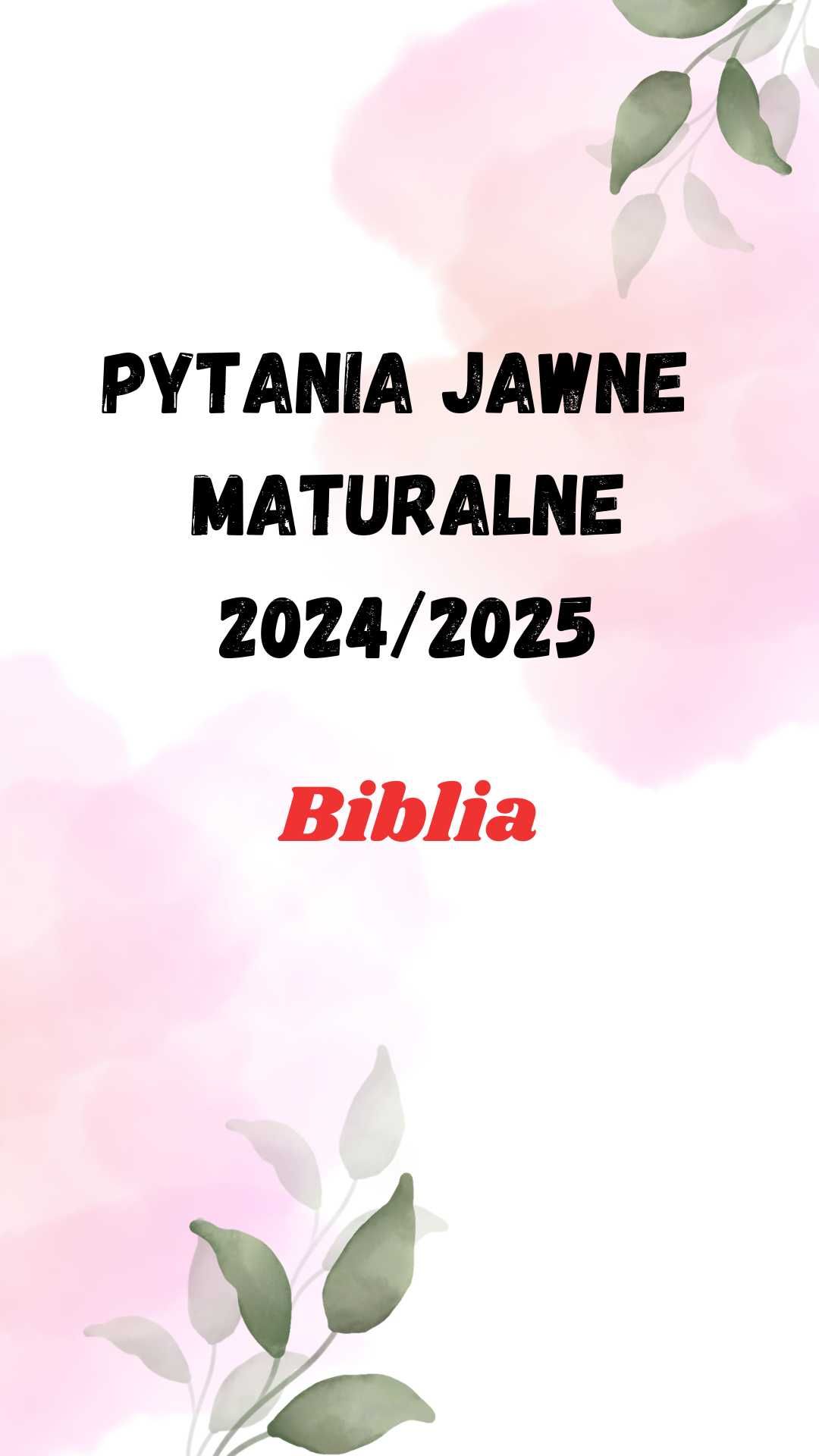 Opracowane pytania jawne matura polski 2024/2025 Biblia