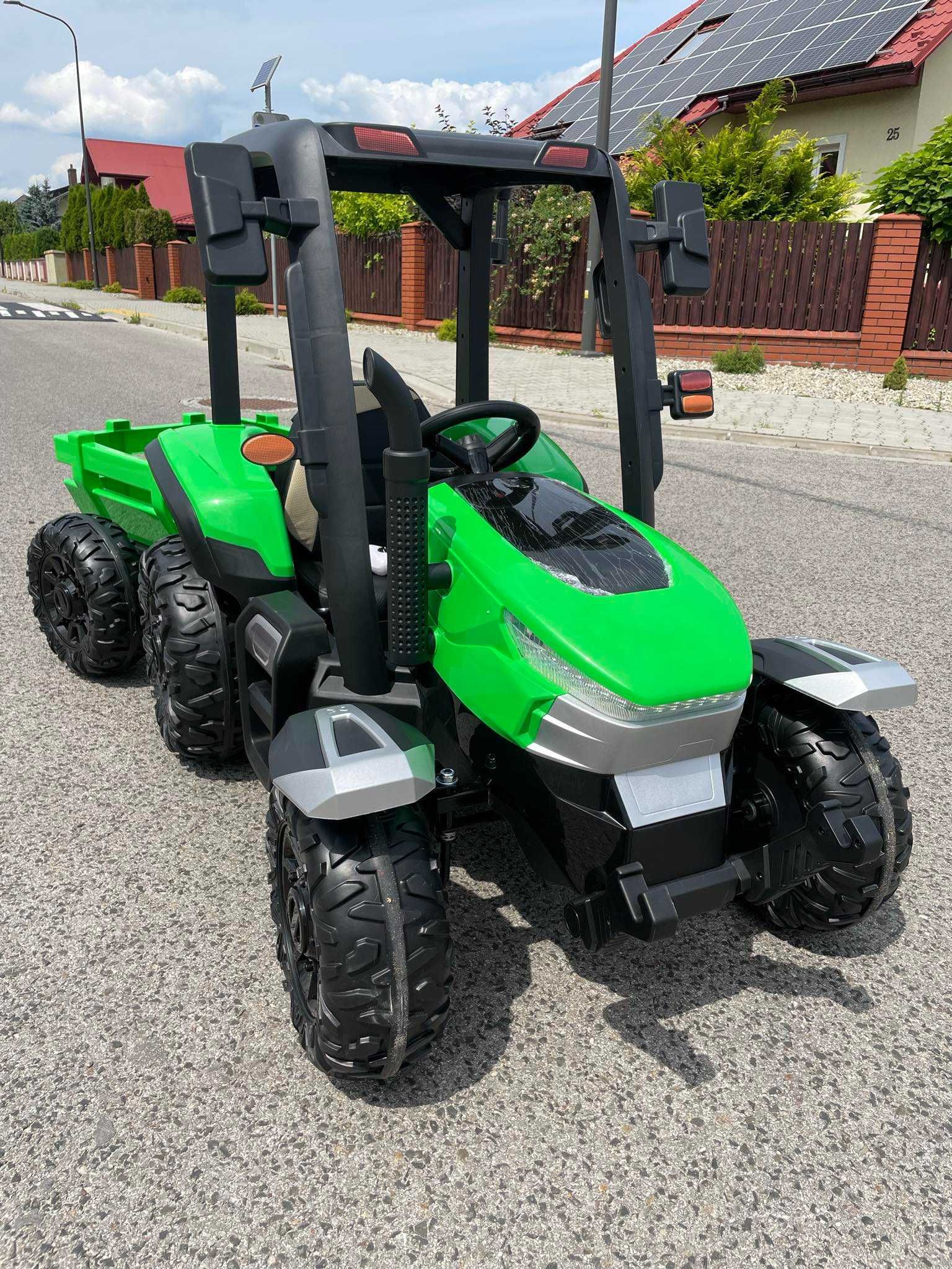 MEGAAUTKA.PL Traktor na akumulator z przyczepą 24v 2x200W Skóra EVA