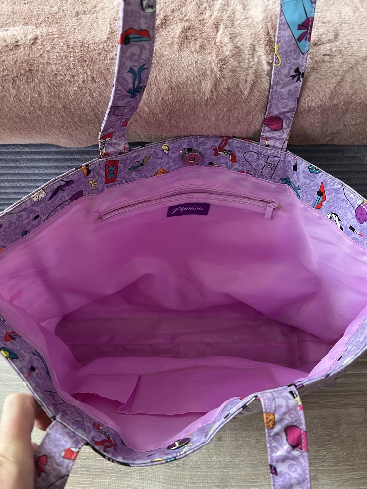 Modna Fioletowa torebka torba shopperka na zakupy