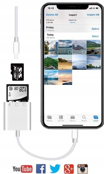 Czytnik kart do iphone lightning adapter przejściówka micro sd/tf
