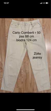 Carlo Comberti 50 żółte spodnie jeansy dżinsy 88 cm męskie
