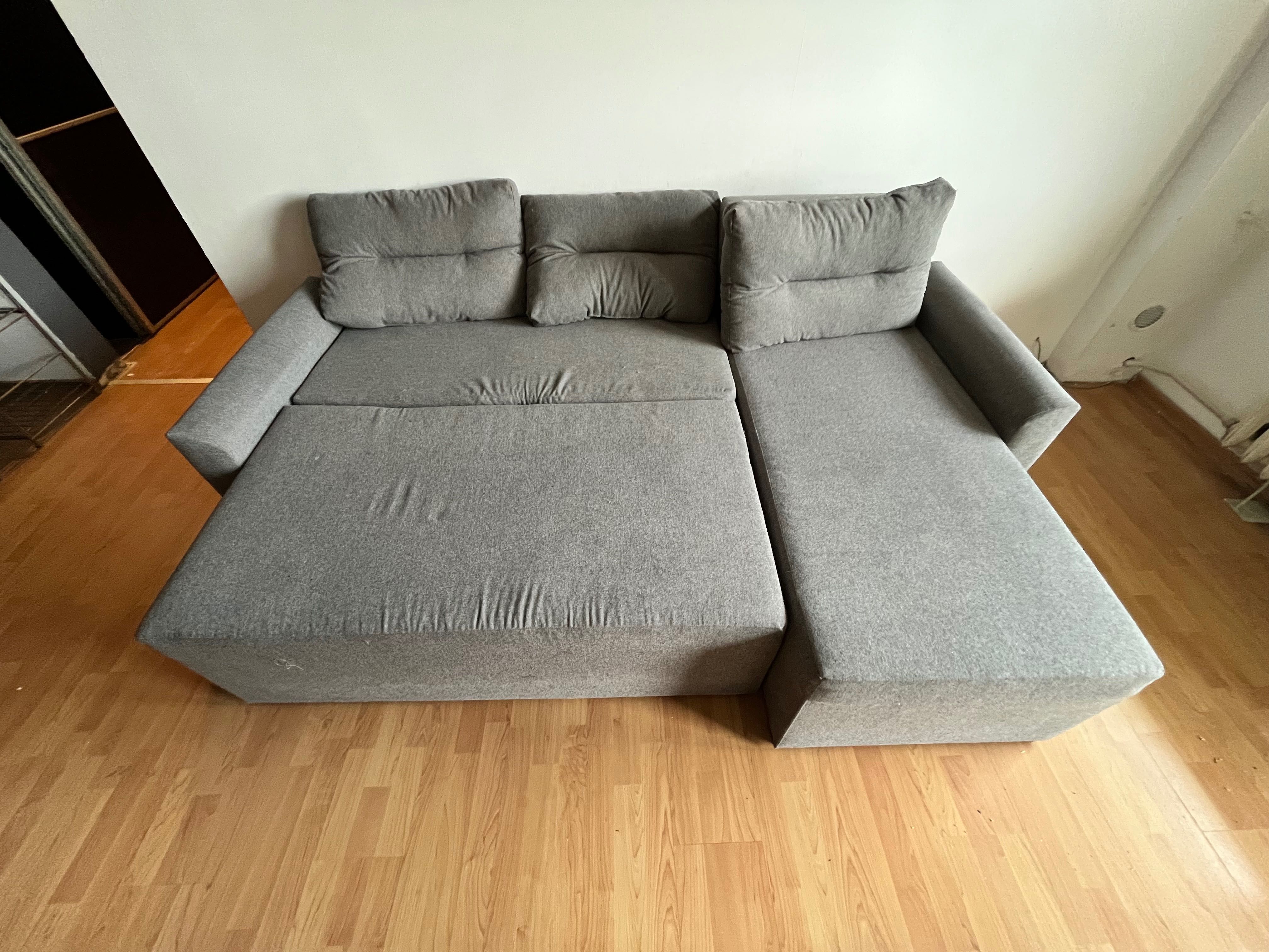 Rozkładana sofa z funkcją spania - rogówka szara