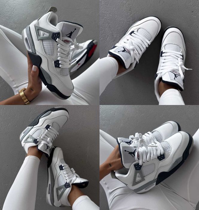 Кроссовки Nike Air Jordan 4 Retro White Midnight Navy 36-45 Хит Осени!
