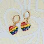 Love tęczowe serduszka serca złote kolczyki tęcza Fashion Jewelry