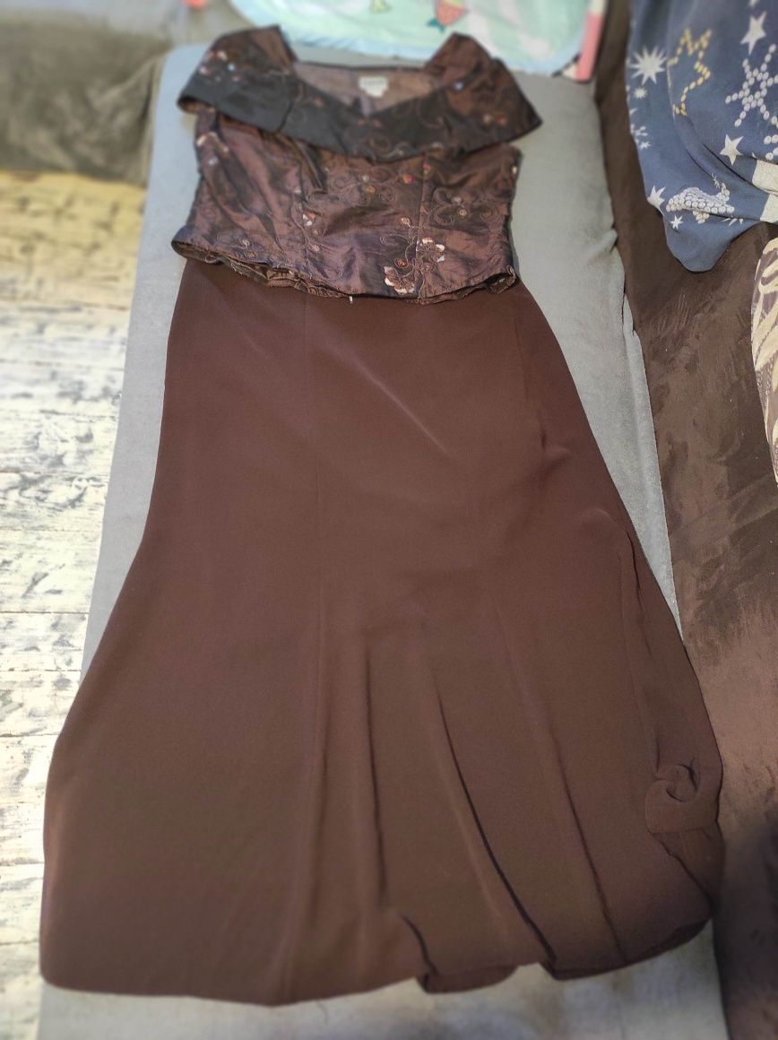 Sukienka Suknia Maxi Brązowa r.50 na wesele studniówkę