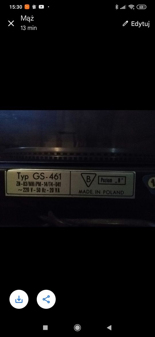 Gramofon Unitra typ GS-461  sprawny