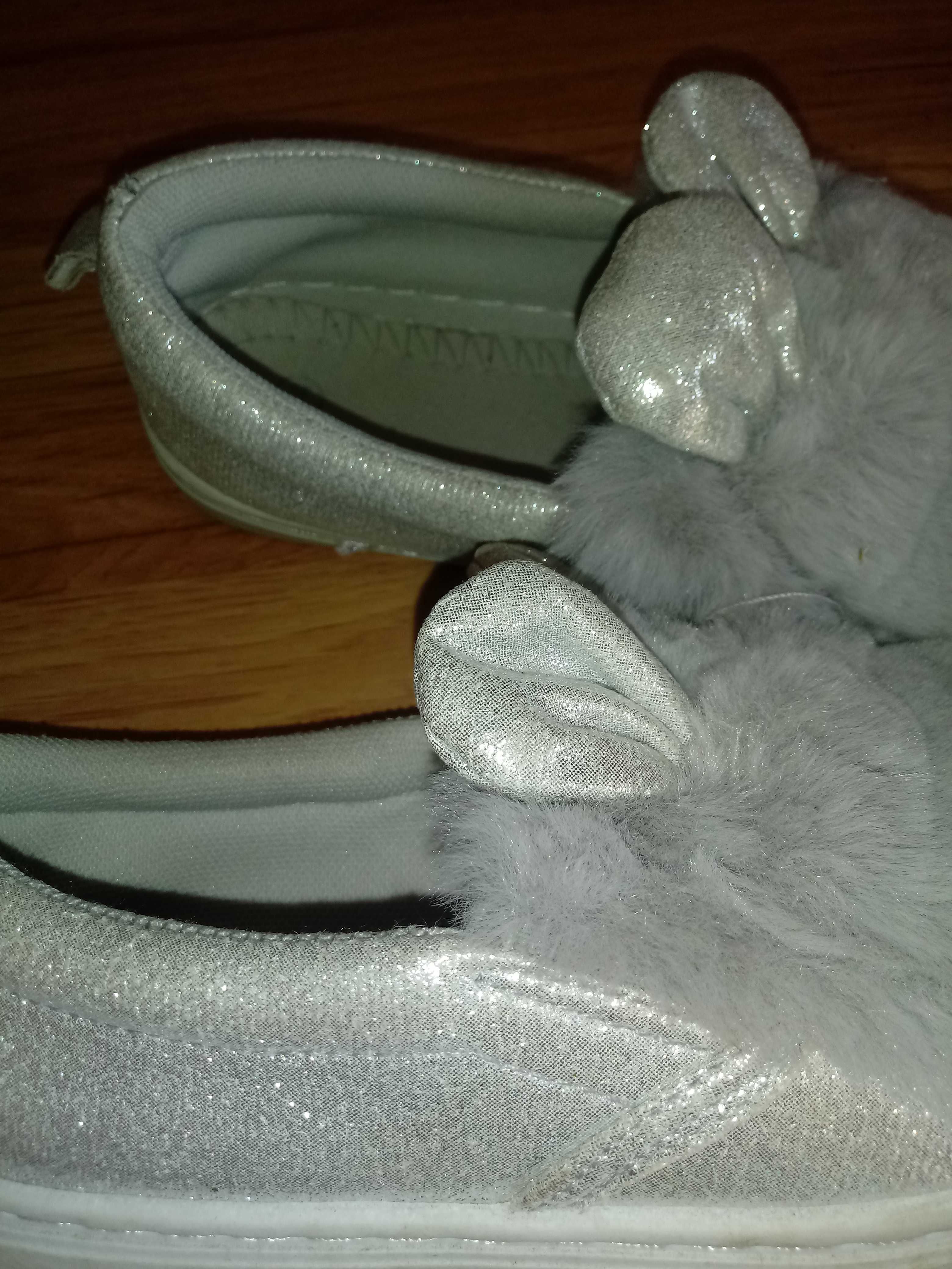 buty srebrne Trampki króliczki 34