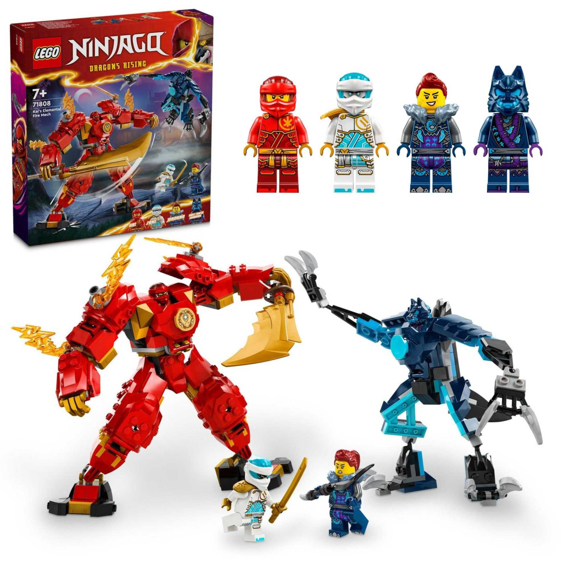 LEGO NINJAGO Mech Żywiołu Ognia Kaia 71808 - 4 figurki w zestawie!