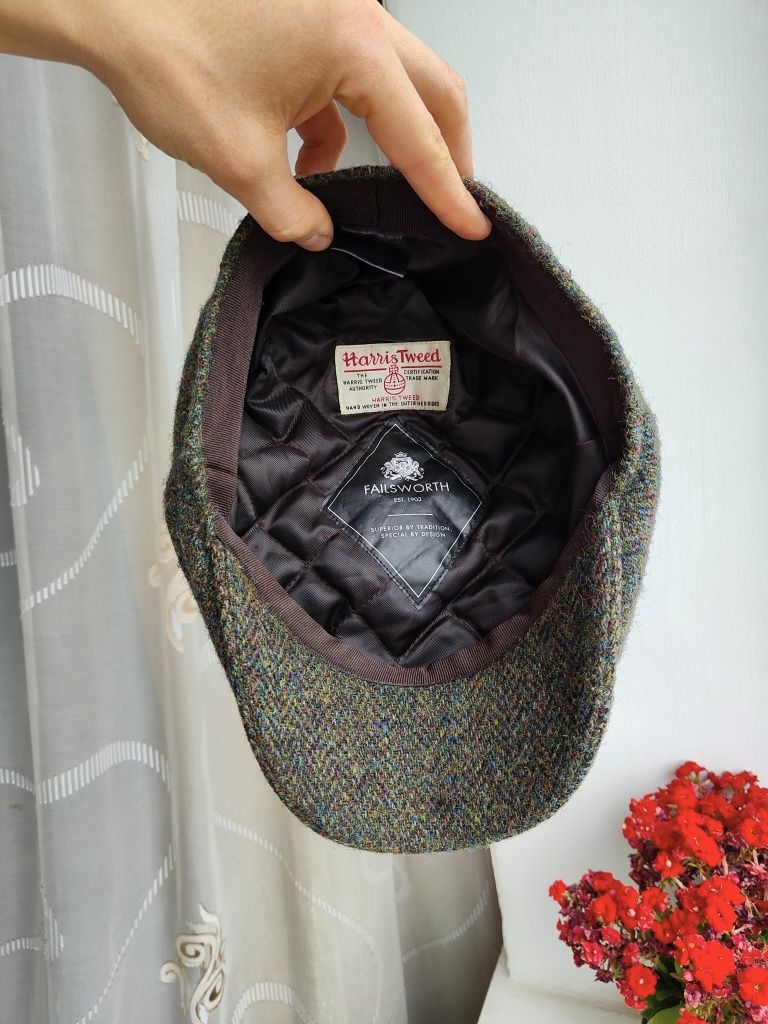 Шерстяна кепка восьмиклинка Harris Tweed 59-60 кашкет картуз хулиганка