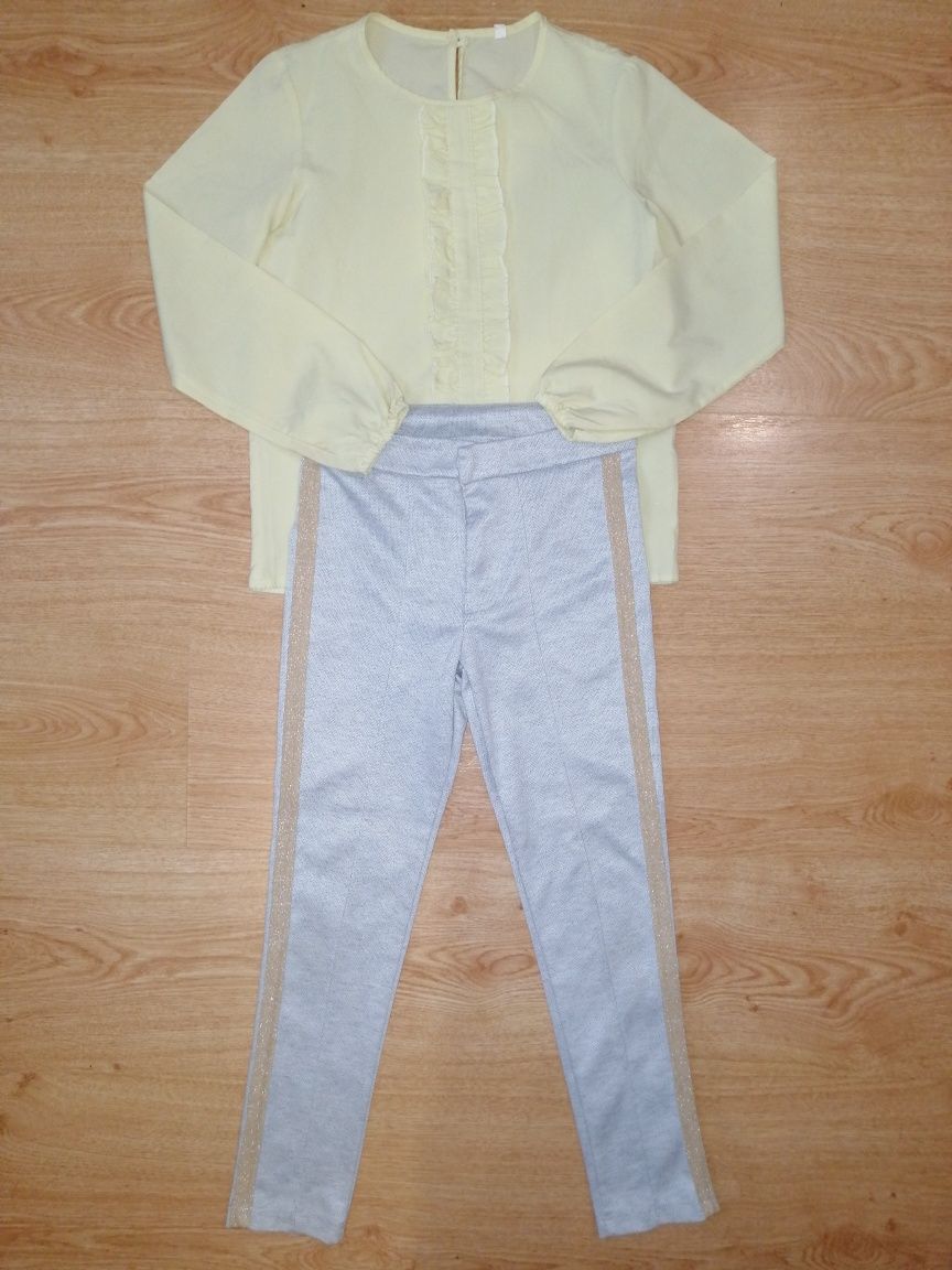 Комплект: кофта кофточка блузка блуза и серые штаны штани брюки брючки