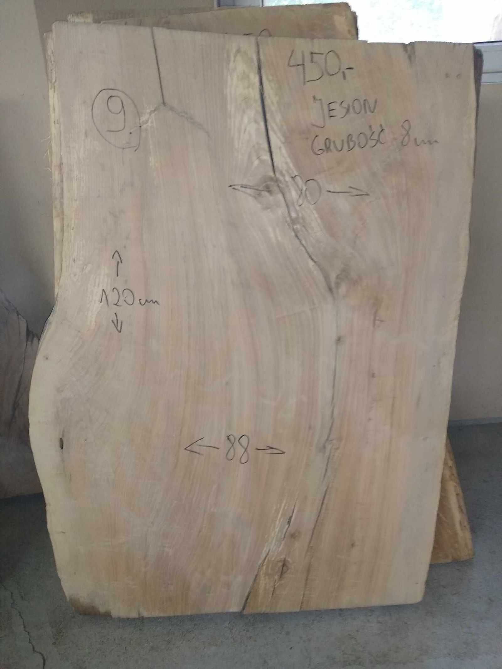 Blat dębowy na stół, blat do kuchni szeroka deska grubość 8 cm drewno