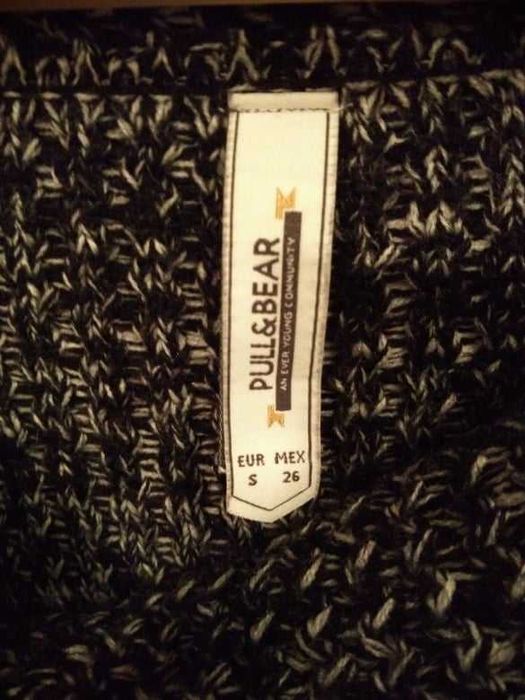 Casaco de lã mesclada de preto e branco