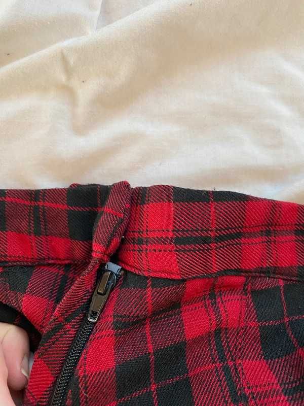 Czerwono-czarna plisowana spódniczka tennis skirt H&M M/S