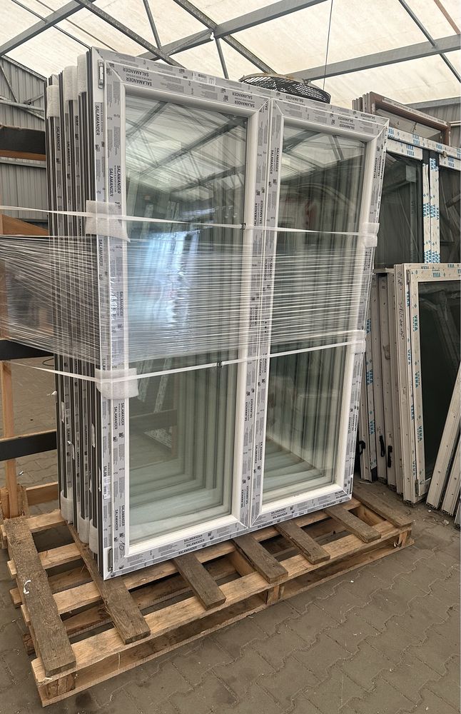 Okno tarasowe 2-skrzydłowe PCV, nowe, białe 146 x 205 i inne!!!