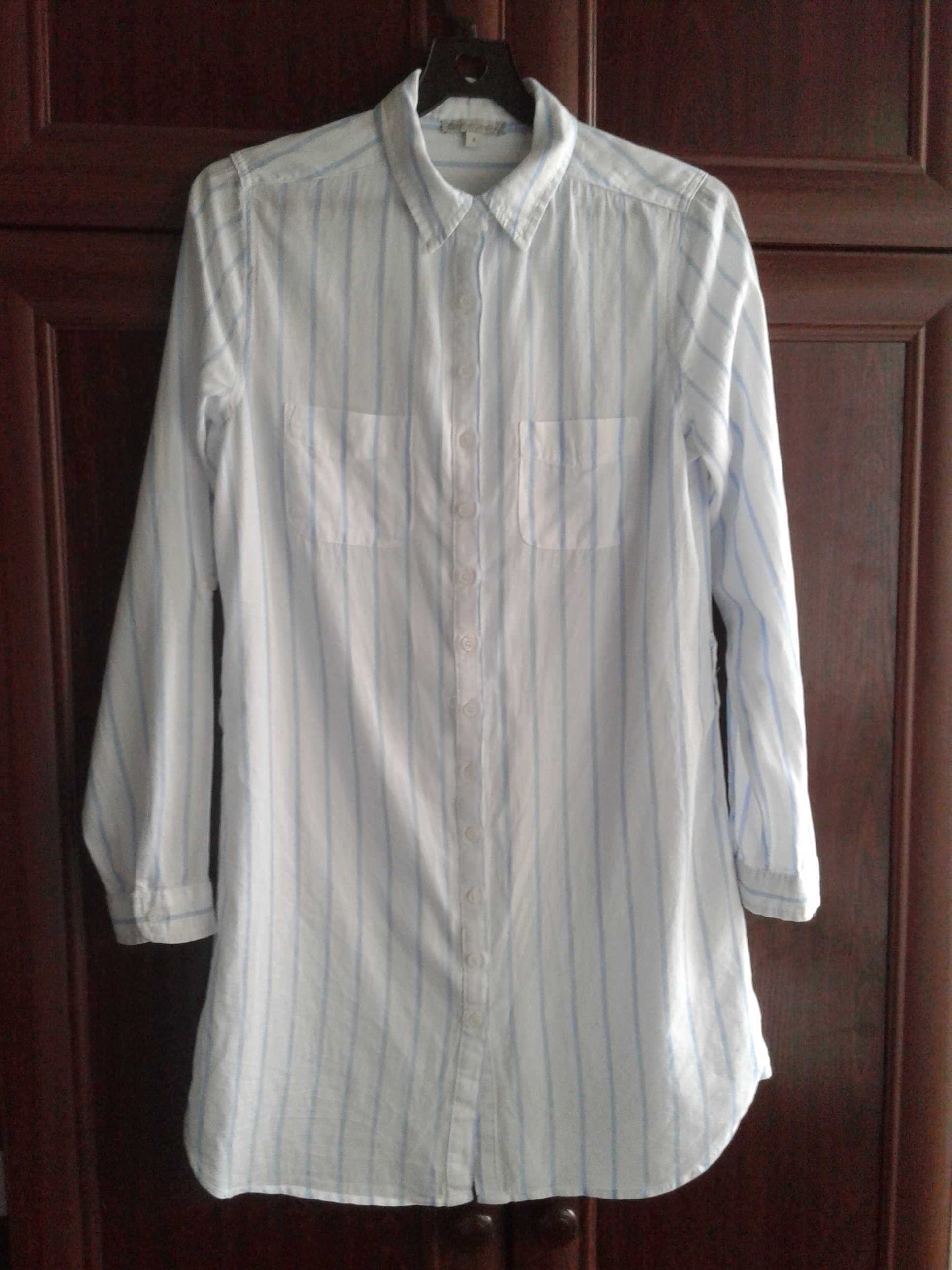 Белое в синюю полоску хлопковое платье-рубашка target collection