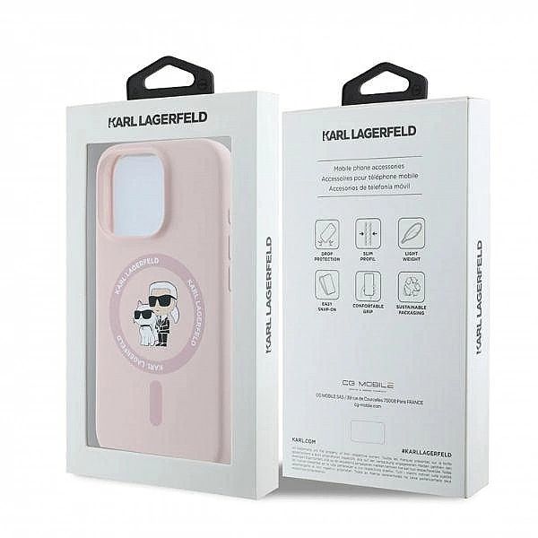 Etui Karl Lagerfeld Silicone Karl&Choupette Heads Ring MagSafe na iPho