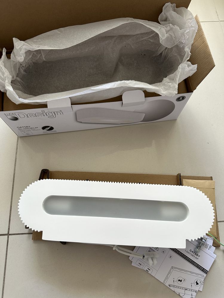 Lampa kinkiet LUCE AMBIENTE DESIGN model Gatsby biała ryflowana nowa