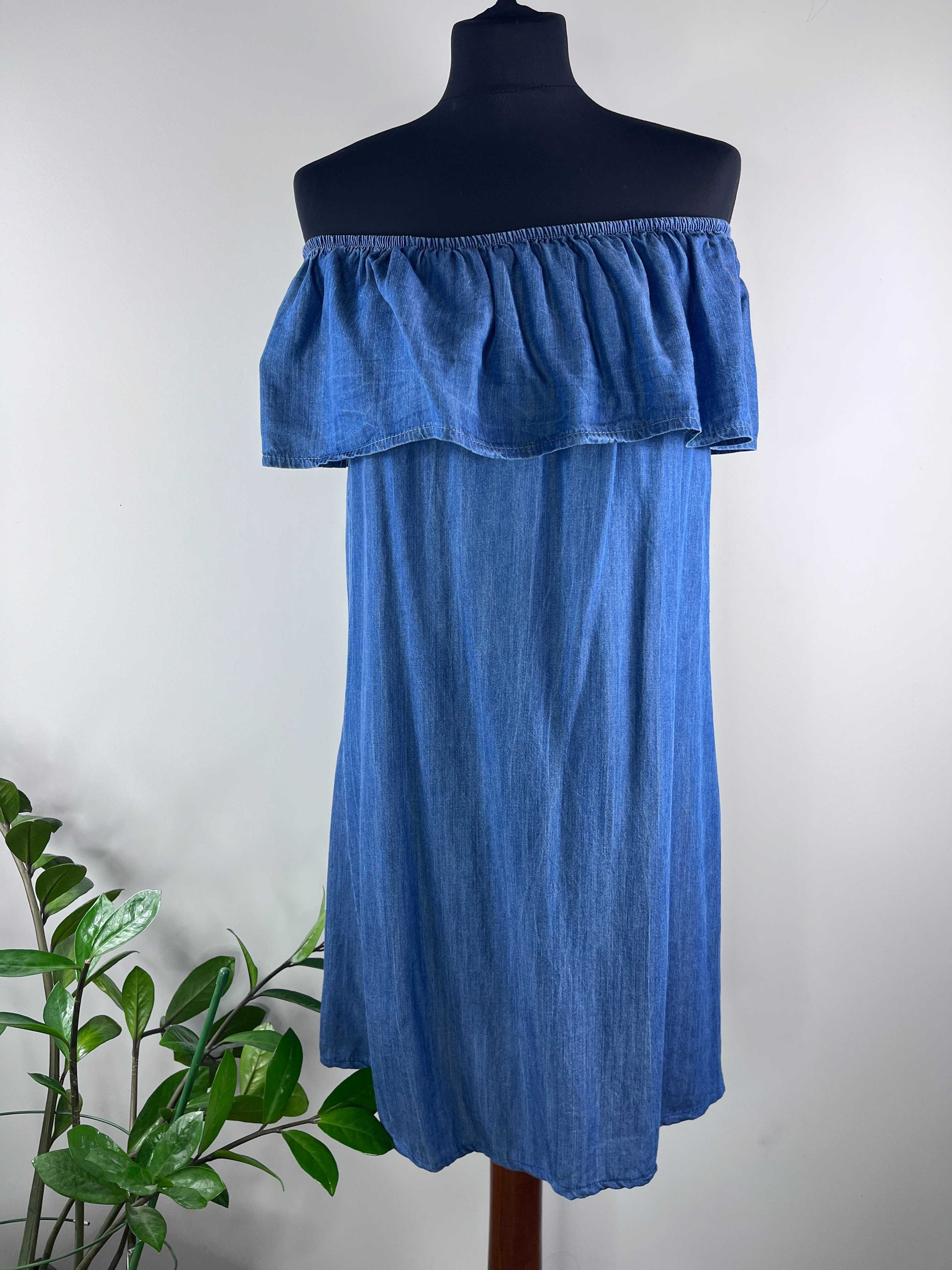 Jeansowa sukienka hiszpanka letnia zwiewna rozmiar S 36