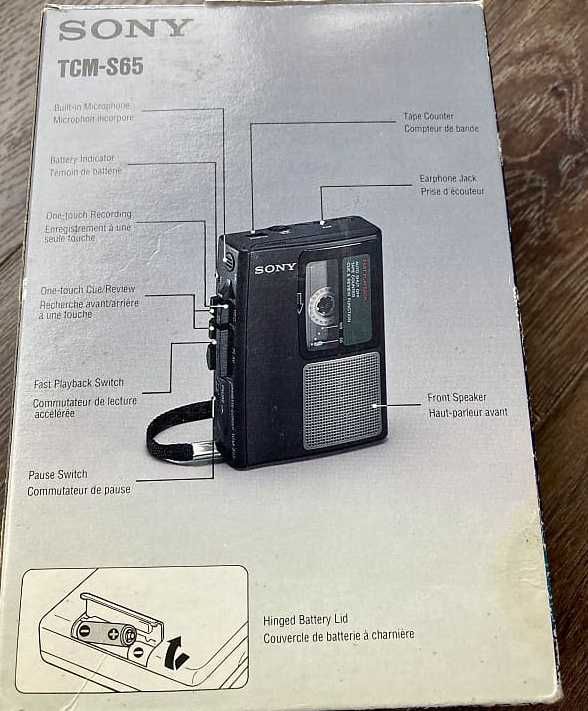 Sony Cassette Recorder Tcm-S65 dyktafon magnetofon walkman