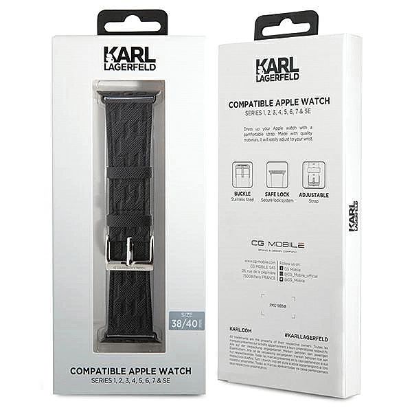Pasek Karl Lagerfeld Saffiano Monogram na Apple Watch 38/40/41mm - cza