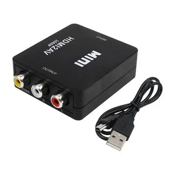 Конвертер HDMI to AV RCA тюльпан з живленням, перехідник MINI HDMI2AV