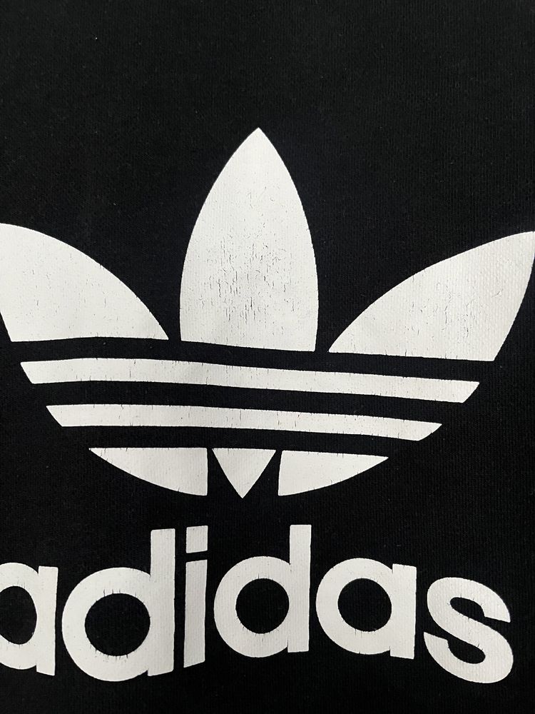 bluza czarna różowa Adidas logo oversize M S L damska przez głowę