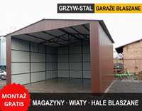 Garaż Blaszany Brązowy Otwarty Wiata Hala Magazyn Rolniczy