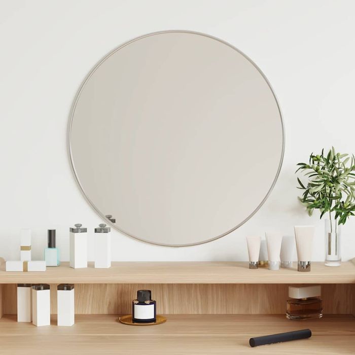 Vidaxl Lustro Ścienne, Srebrne, Ø 50 Cm, Okrągłe