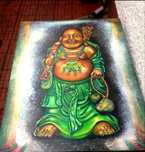 Duży obraz Śmiejący się Budda 140x100cm Płótno Olej