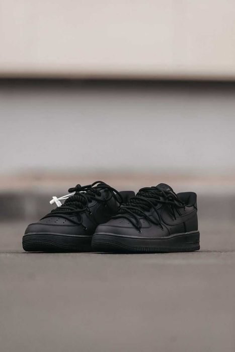 Кросівки Nike Air Force 1 Low Custom Off shoelaces Black premium