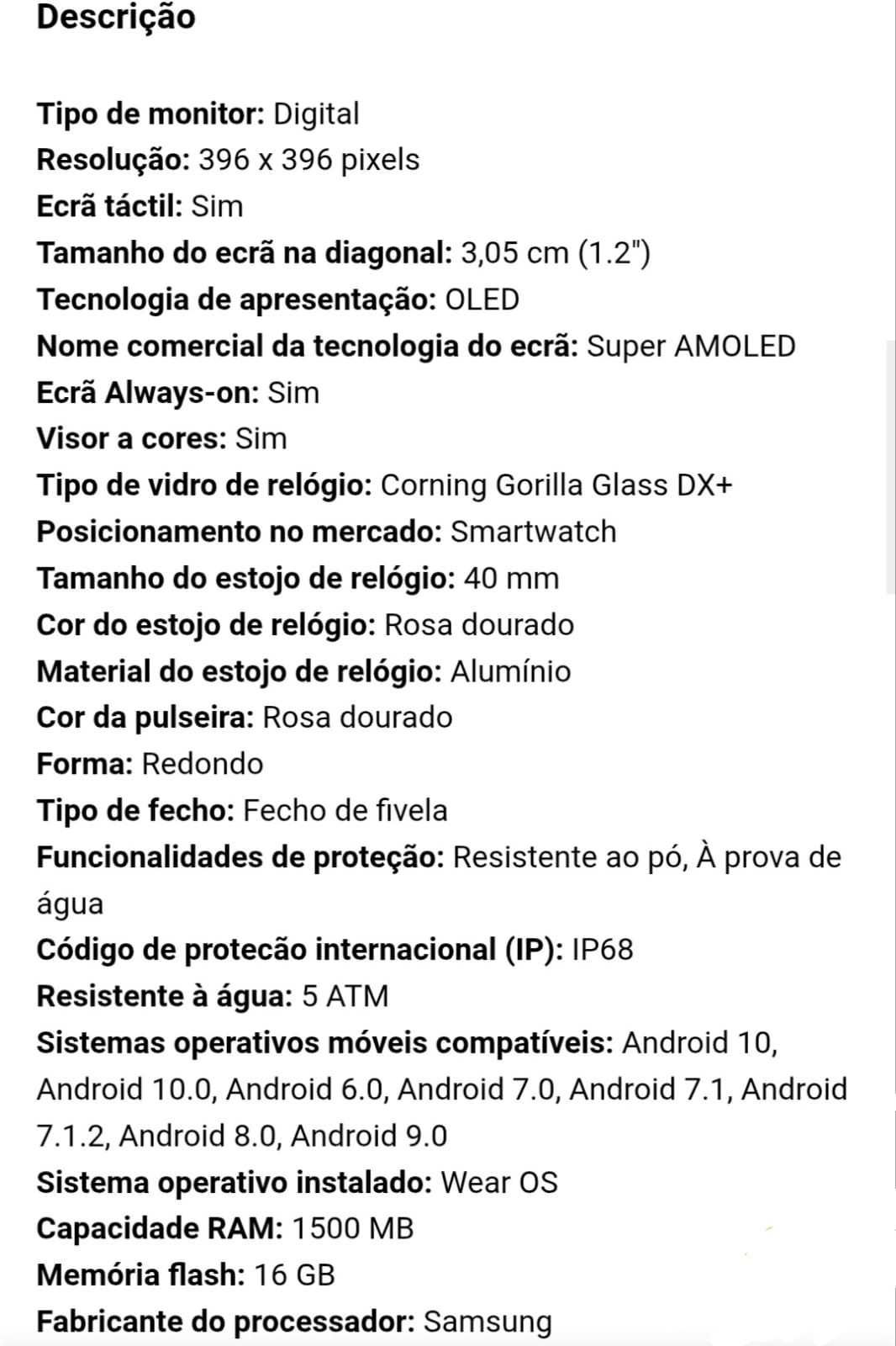 Smartwatch Samsung galáxia watch4