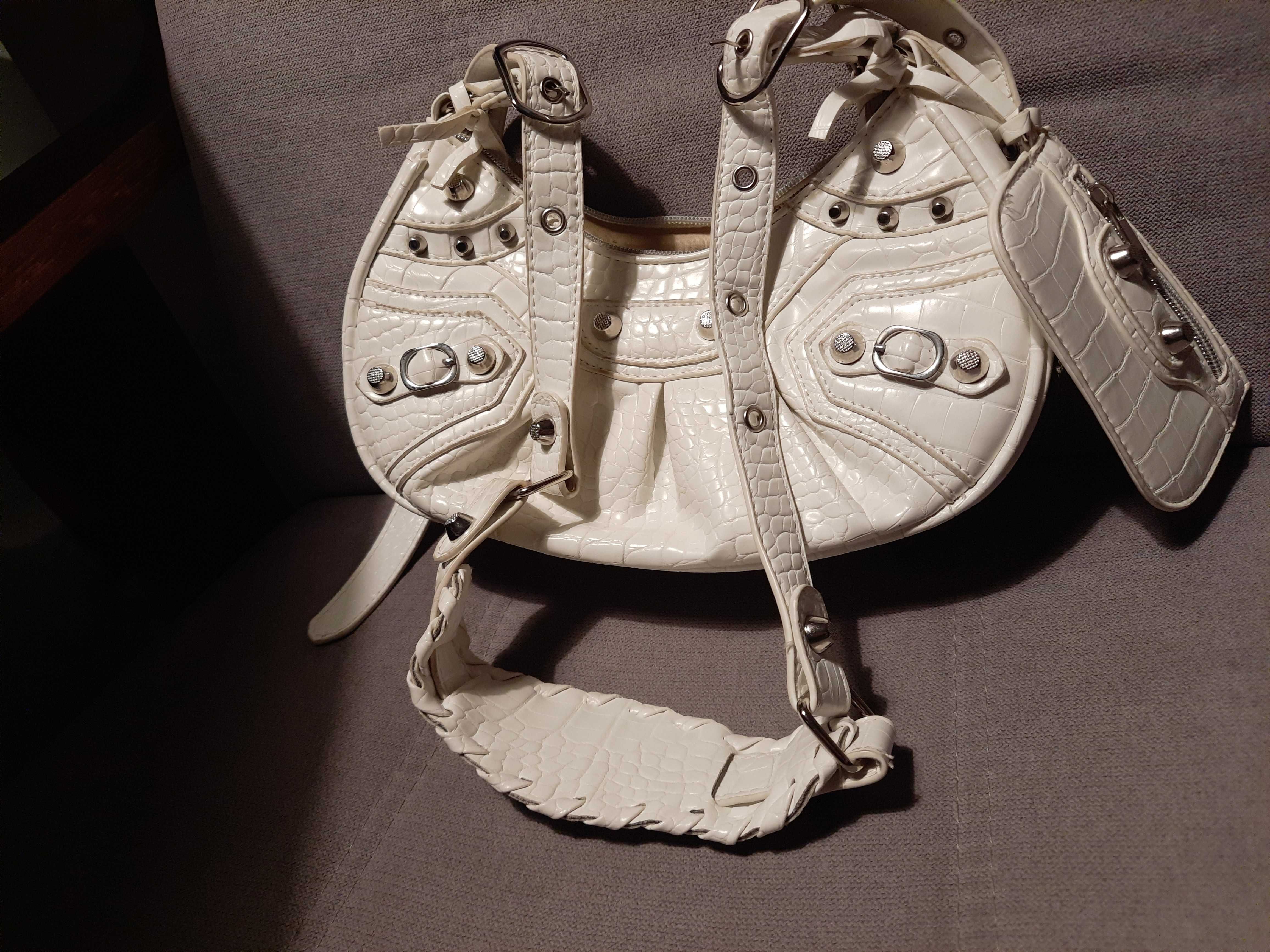 Torebka balenciaga cagole biala croco cwieki listonoszka mala