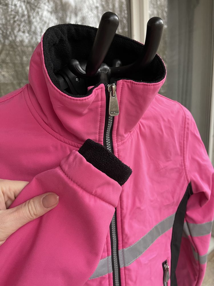 Kurtka bluza jeździecka softshell CRW z Hooks duże XS odblaski różowa
