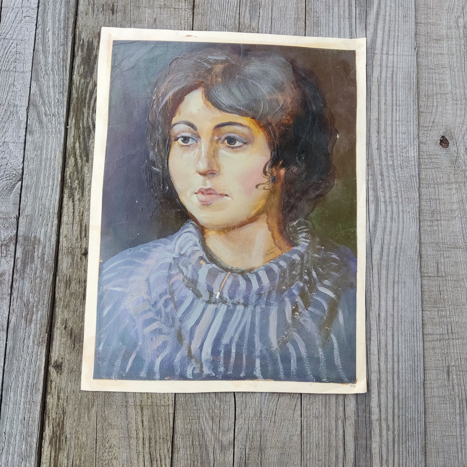 Портрет девушки маслом на картоне картина