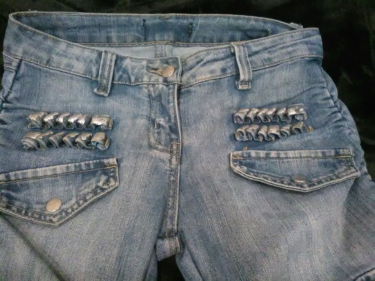Spodnie rybaczki jeans ozdoby