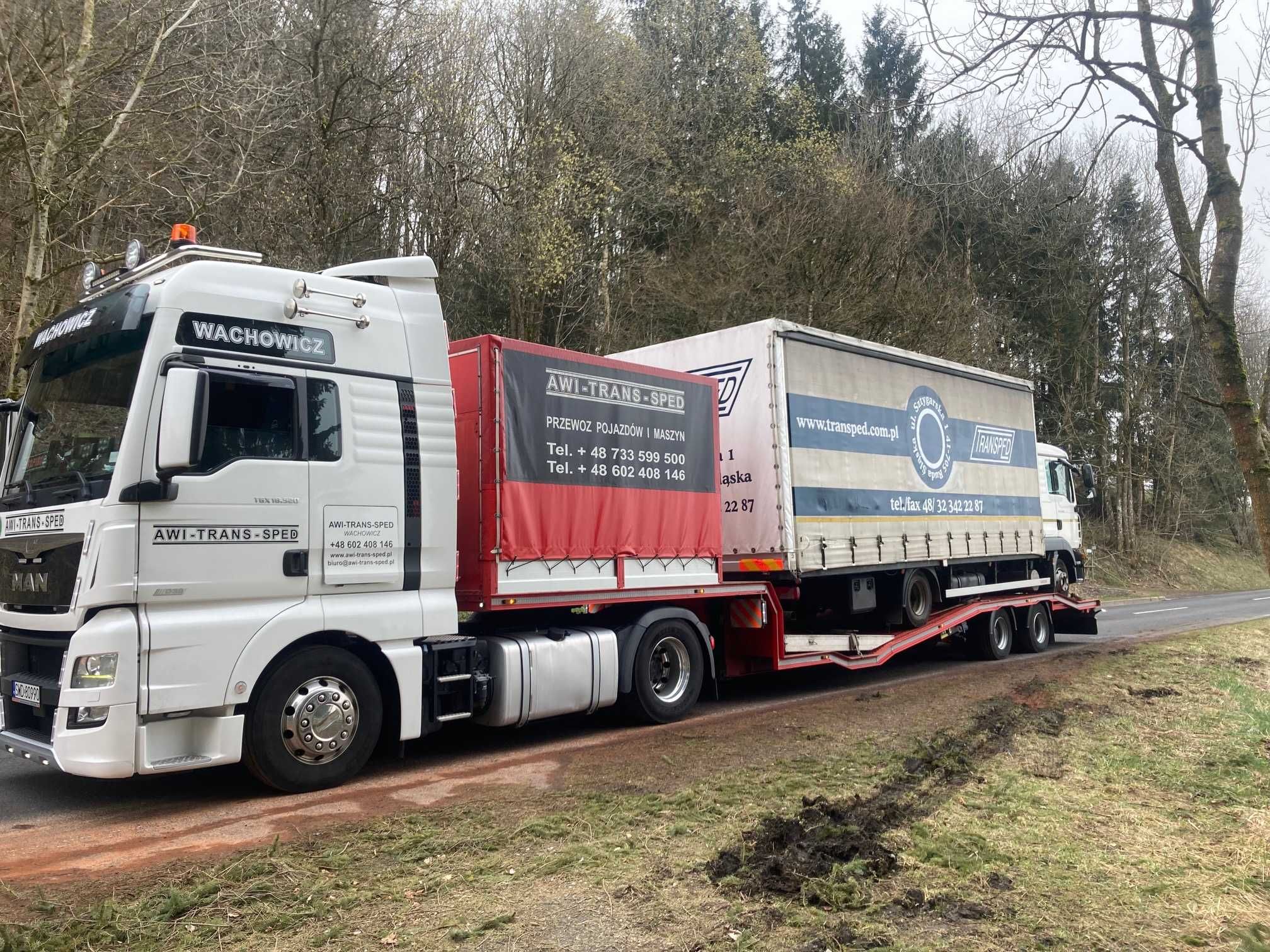 Transport ciągników siodłowych, Holowanie TIR