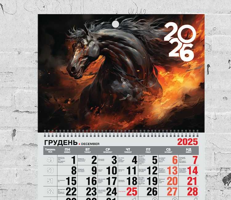 Календар настінний на 2026 рік -  "Рік Вогняного Коня"