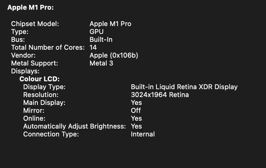Macbook Pro M1 16GB RAM / 512 GB SSD / 14 cali