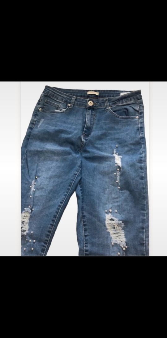 Spodnie jeans cekiny cyrkonie dżety 40 L goodies