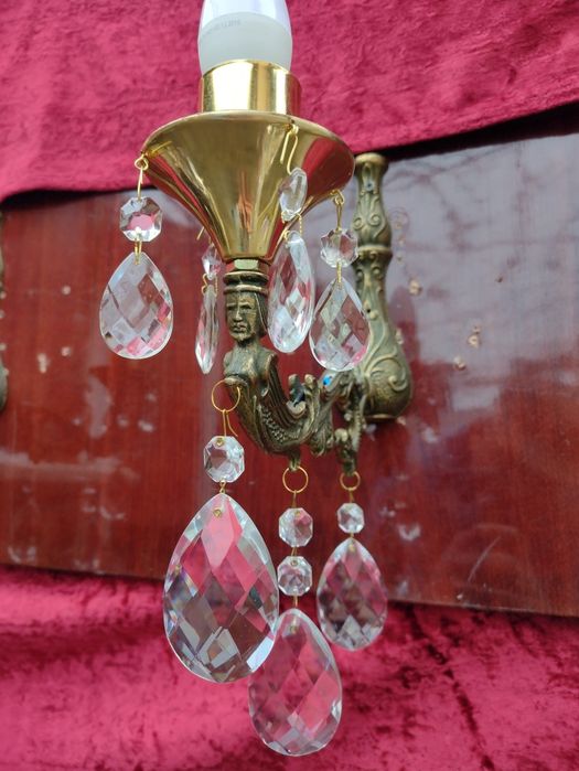 Люстра бра 2 шт бронза хрусталь