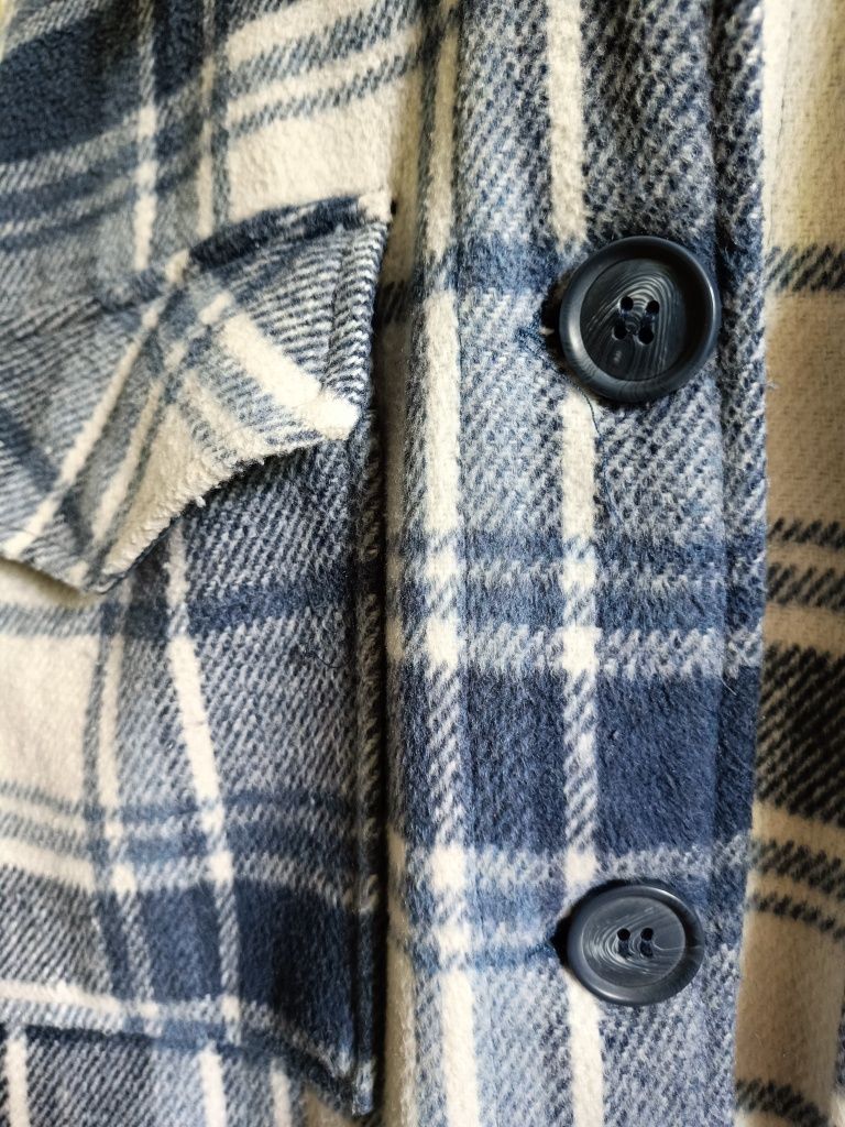 Płaszcz w kratę gruba koszula Reserved XS domieszka wełny