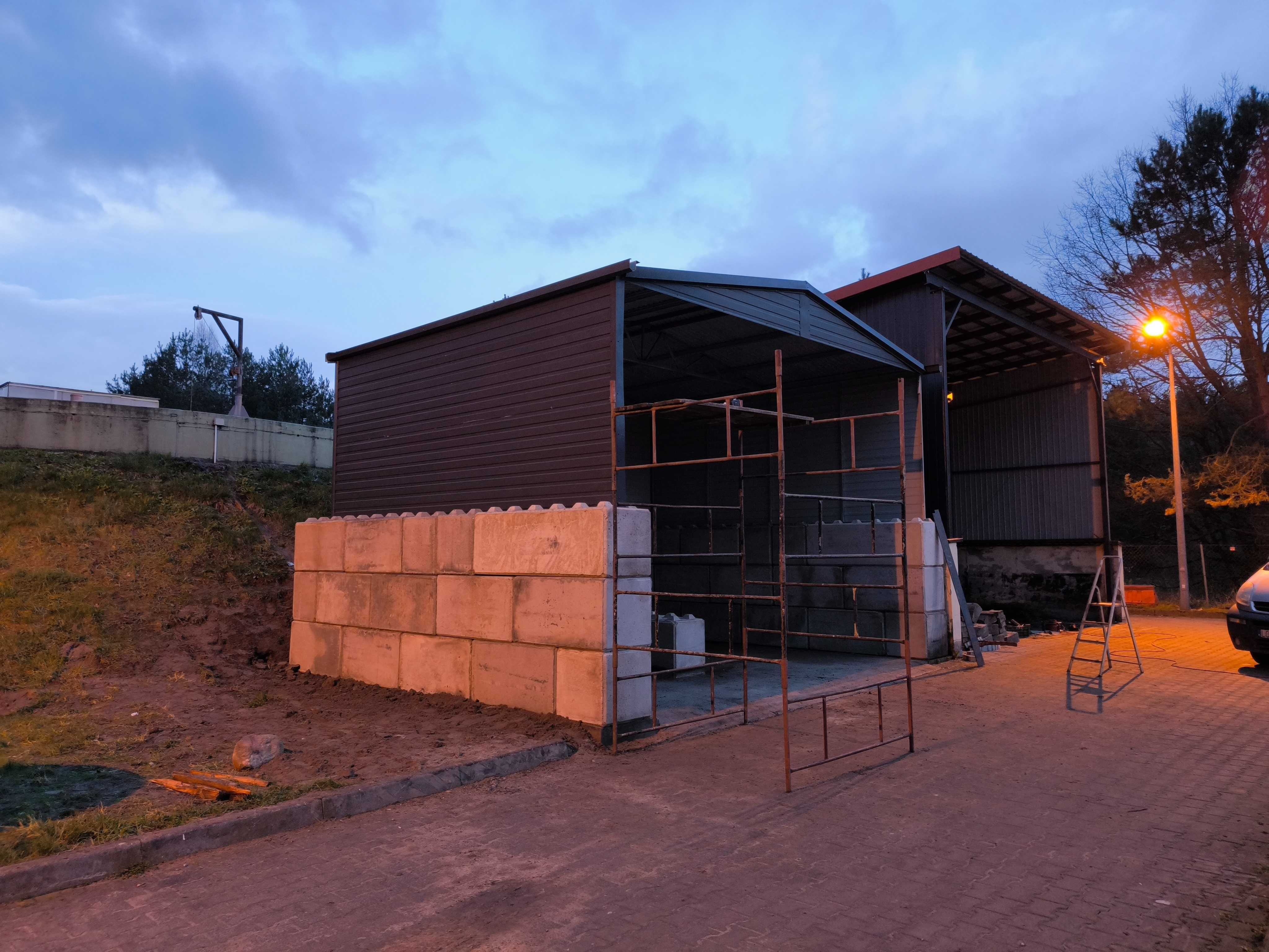 Hala magazynowa, wiata stalowa. Produkcja, montaż. Wymiar 12x20m