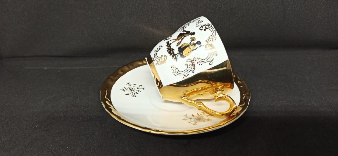 Porcelana Bawaria DUO Mokka NHM 22K złocenia ręczne