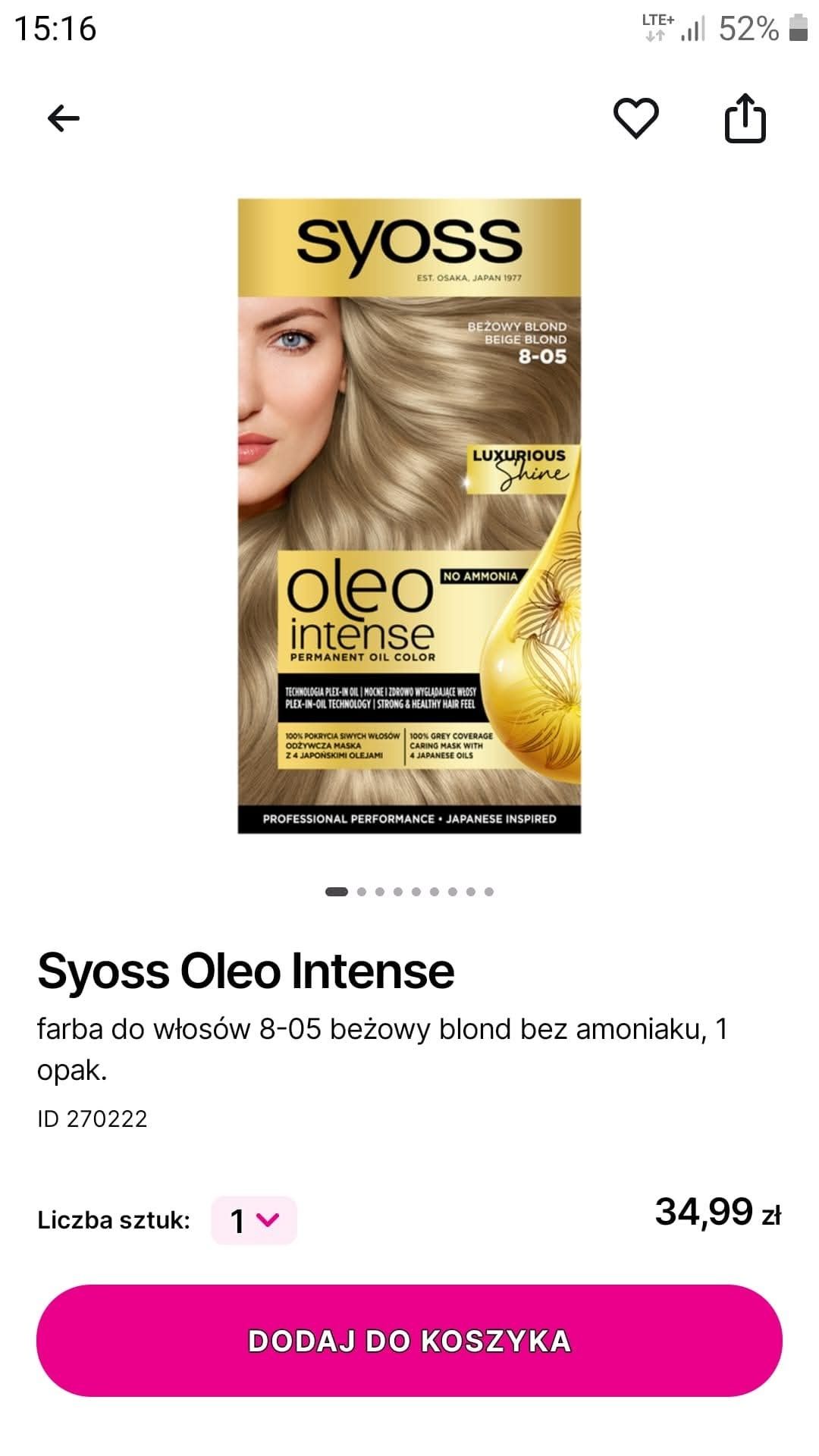 Farba do włosów Syoss beżowy blond