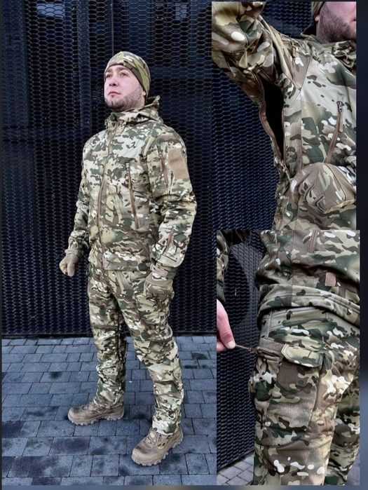 Костюм на флисе олива софтшел тактическая куртка и штаны военная форма