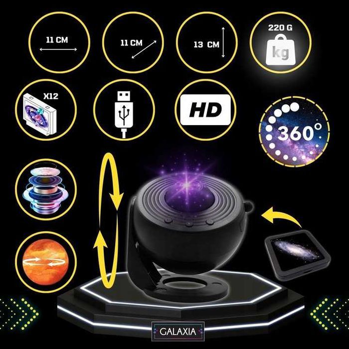 PROJEKTOR GWIAZD PLANETARIUM Rzutnik Nieba Lampka Nocna Dla Dzieci LED