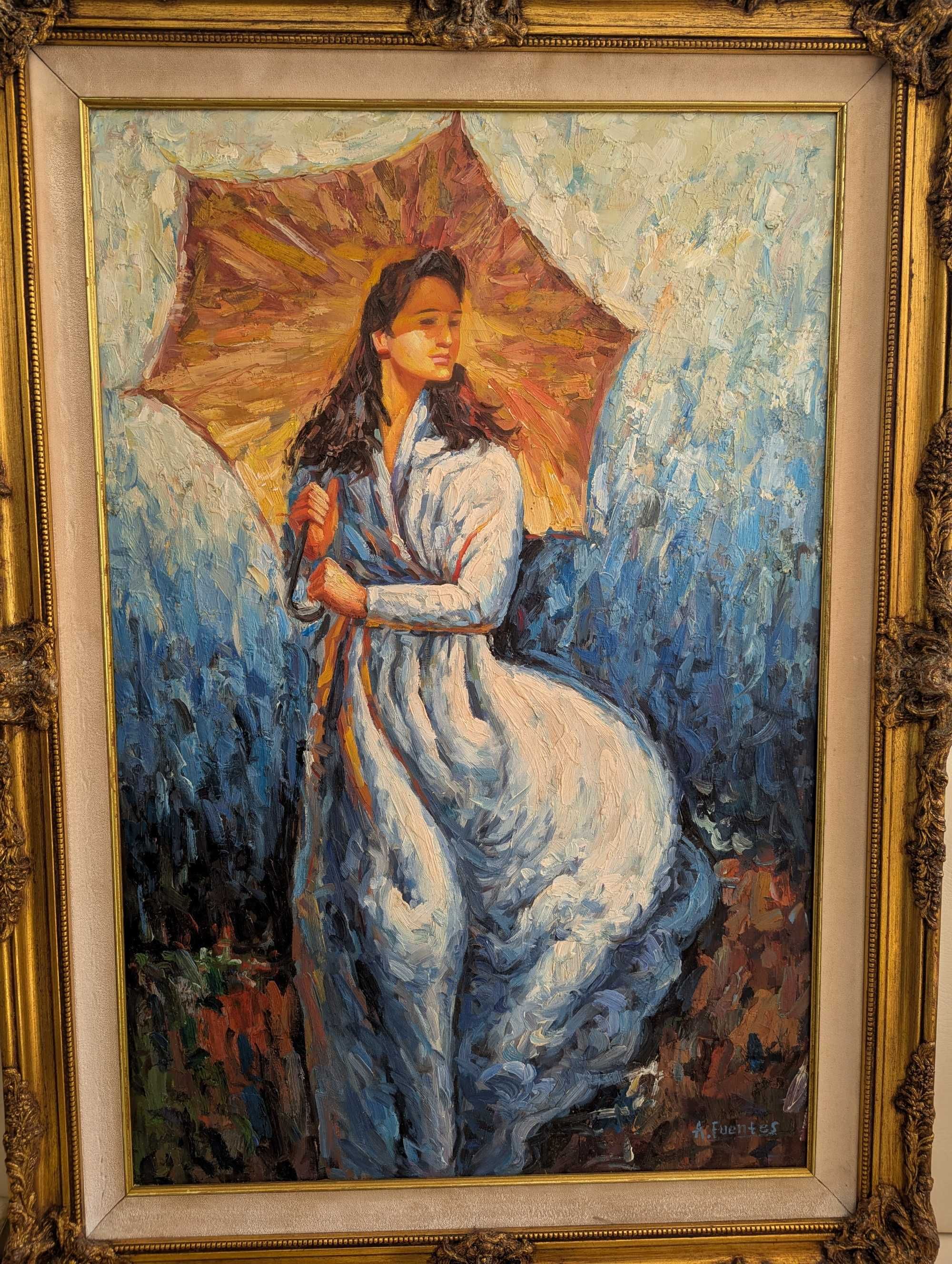 Pintura a óleo Senhora com chapéu