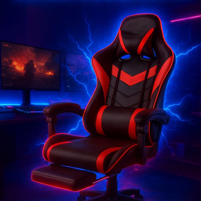 Крісло геймерське STRIKER ONE червоне з підставкою для ніг
