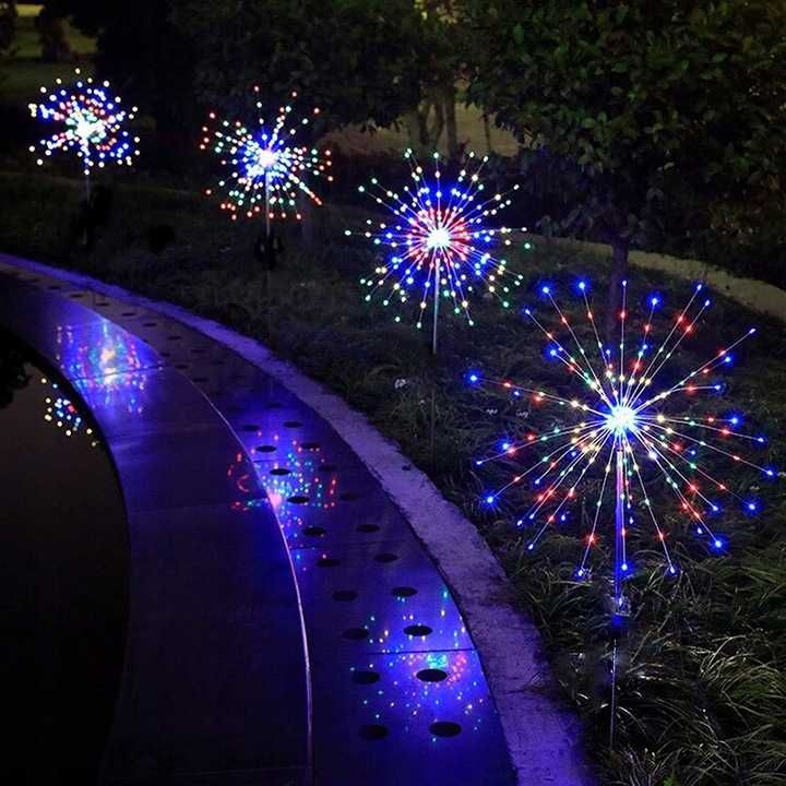 Lampa Solarna Ogrodowa LED DMUCHAWIEC Wbijana Kulki Drzewko 2 Sztuki